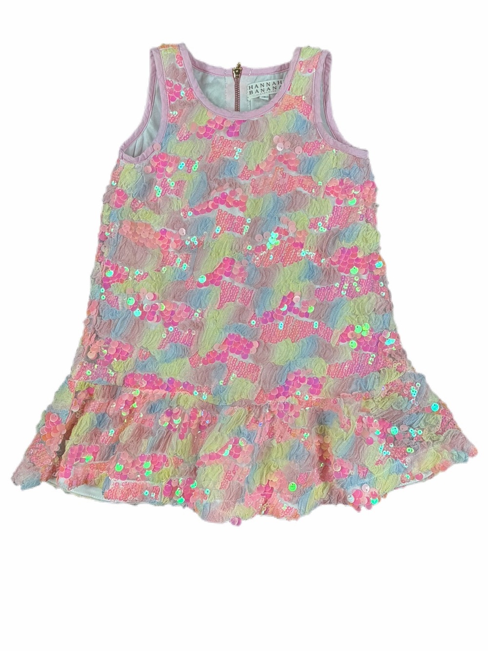 HANNAH BANANA Pink Sequin and Tulle Sleeveless Dress - 4